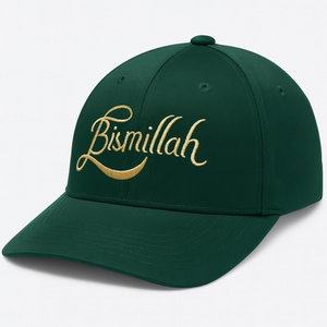 Men’s Green Baseball Cap – Bismillah Embroidery Design