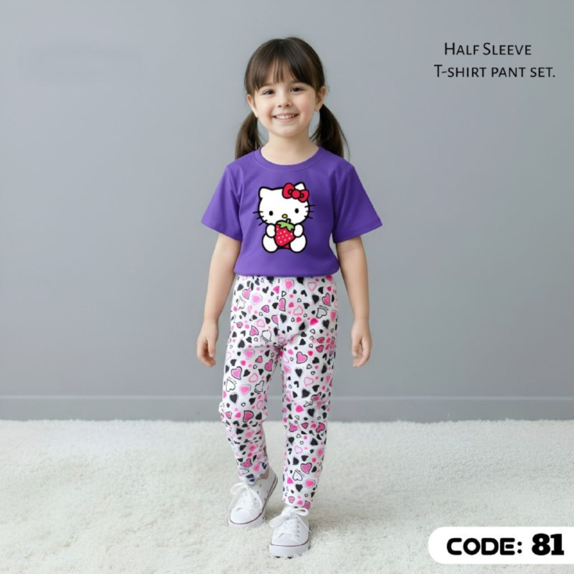 (3Y–12Y ) Code-81 Girls Soft Printed Top & Pants Set