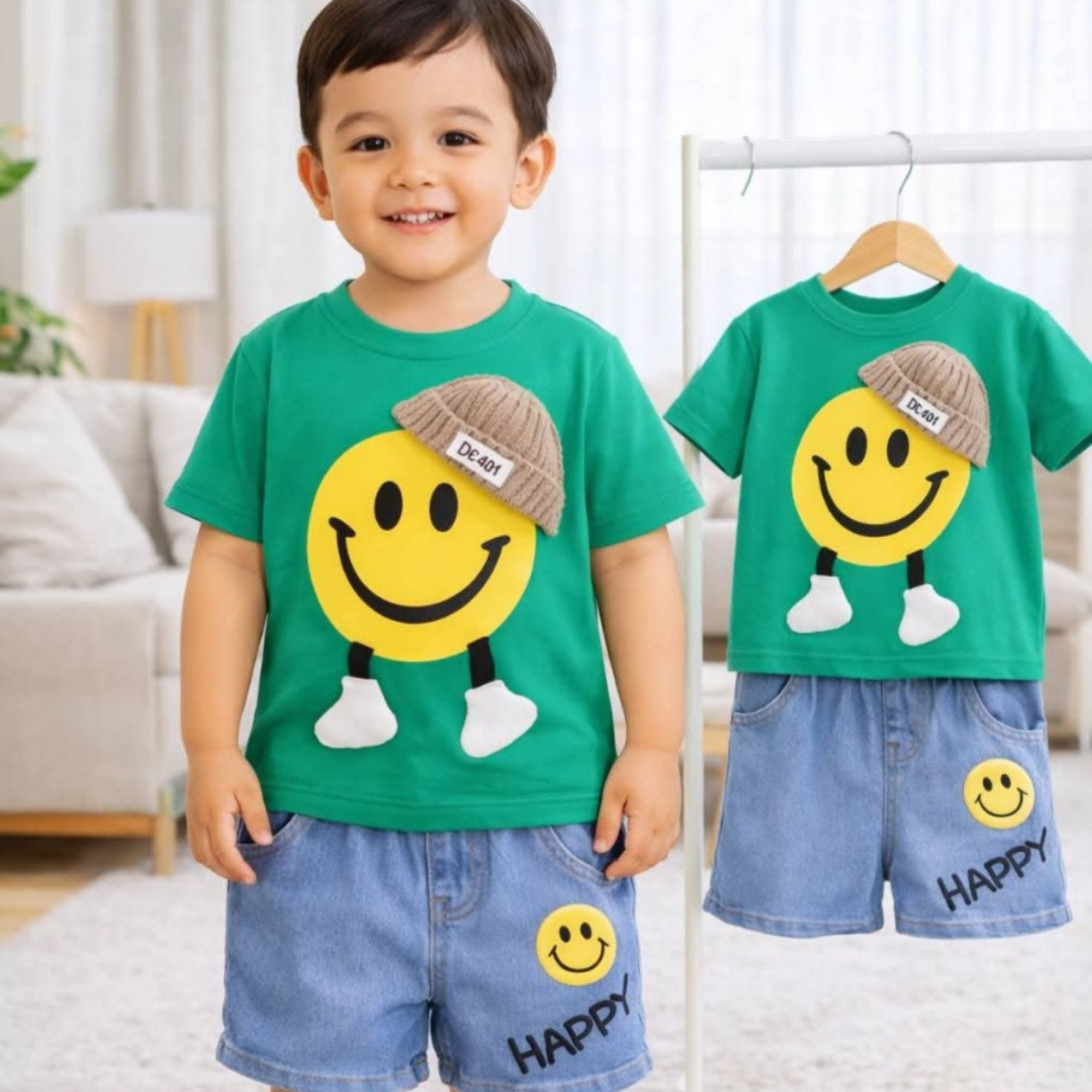 6M-6Y - Kids Denim Shorts & T-Shirt Set