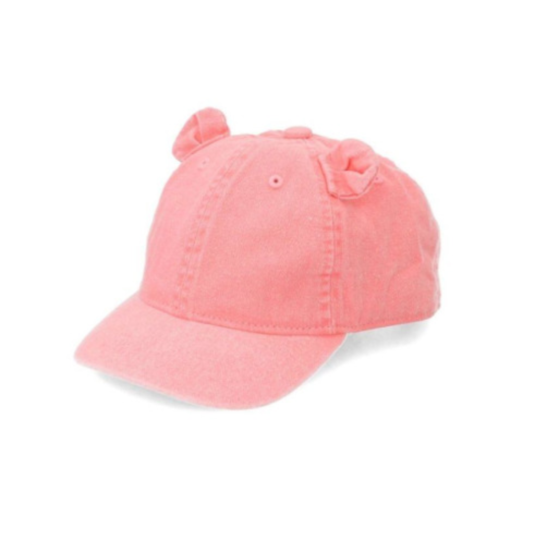 (5Y to 18 Years) Twill Corner Pink Bear-Ear Kids Cap – Soft Cotton Cute Design