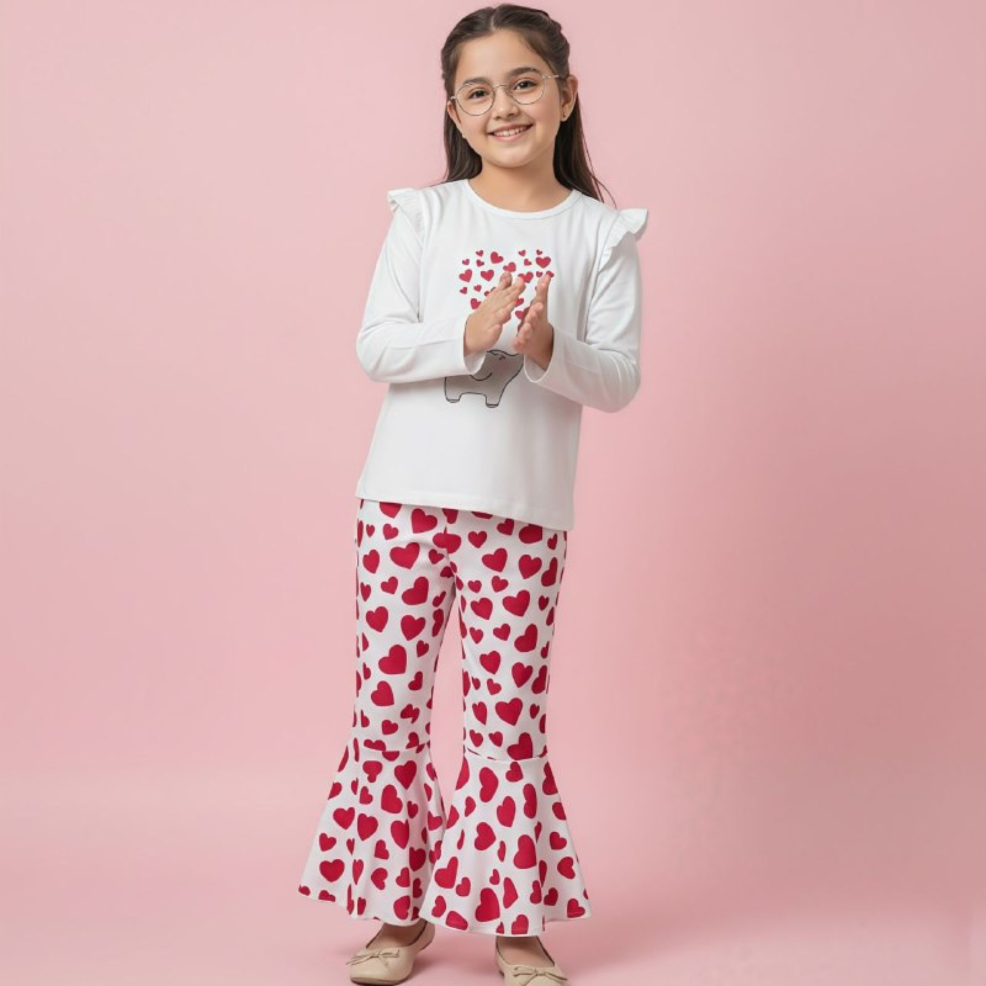 (3Y–12Y ) Girls Soft Printed Top & Pants Set