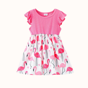 Flamingo Pink Ruffle Girls Dress