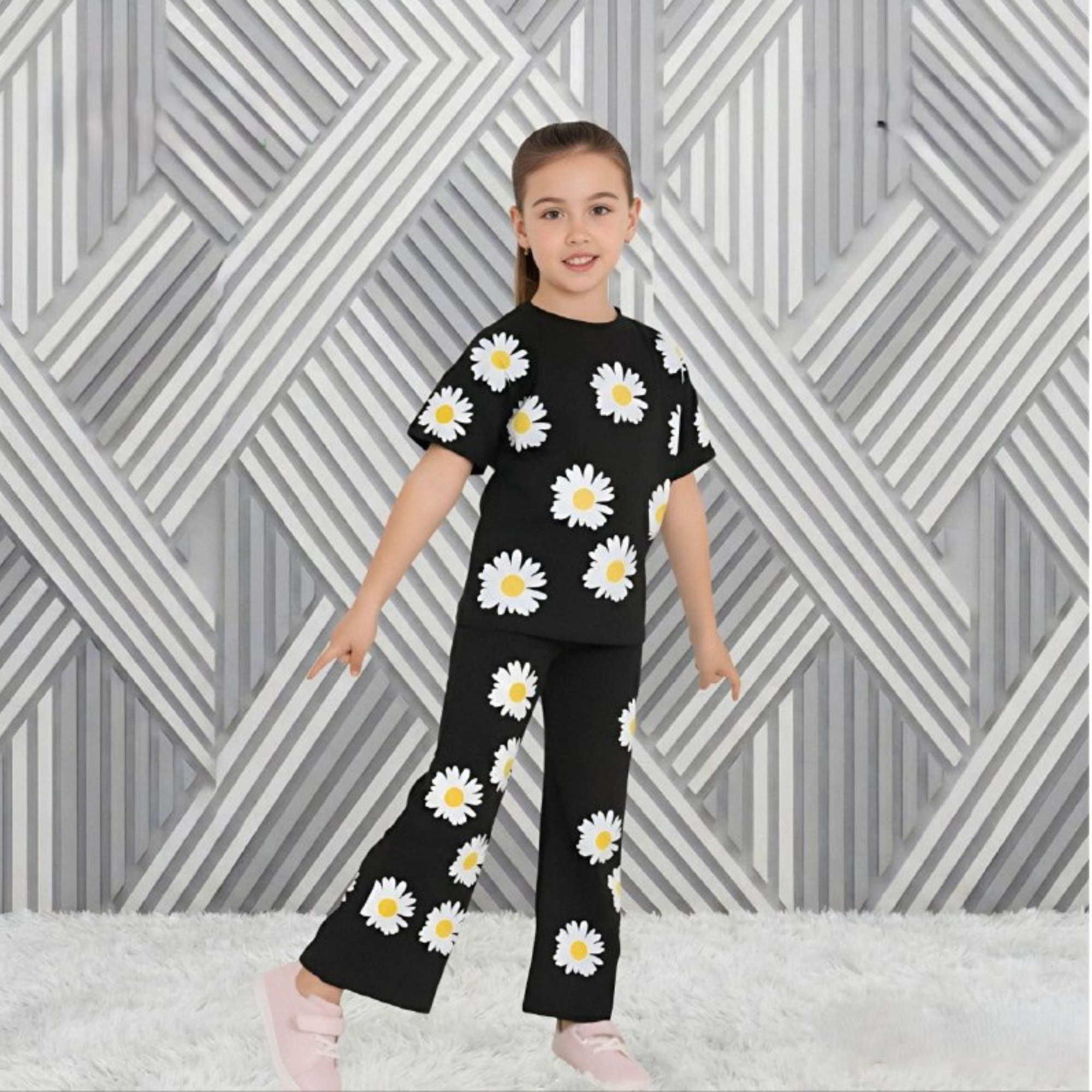 (3Y–12Y ) Code-P8 Girls Soft Printed Top & Pants Set