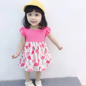 Flamingo Pink Ruffle Girls Dress