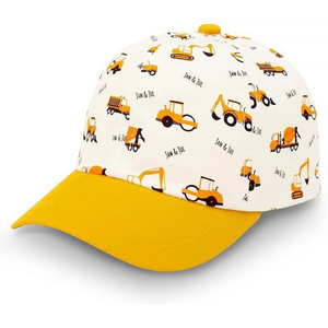 (5Y to 18 Years) Twill Corner Yellow Construction Print Kids Cap – Fun & Durable Design