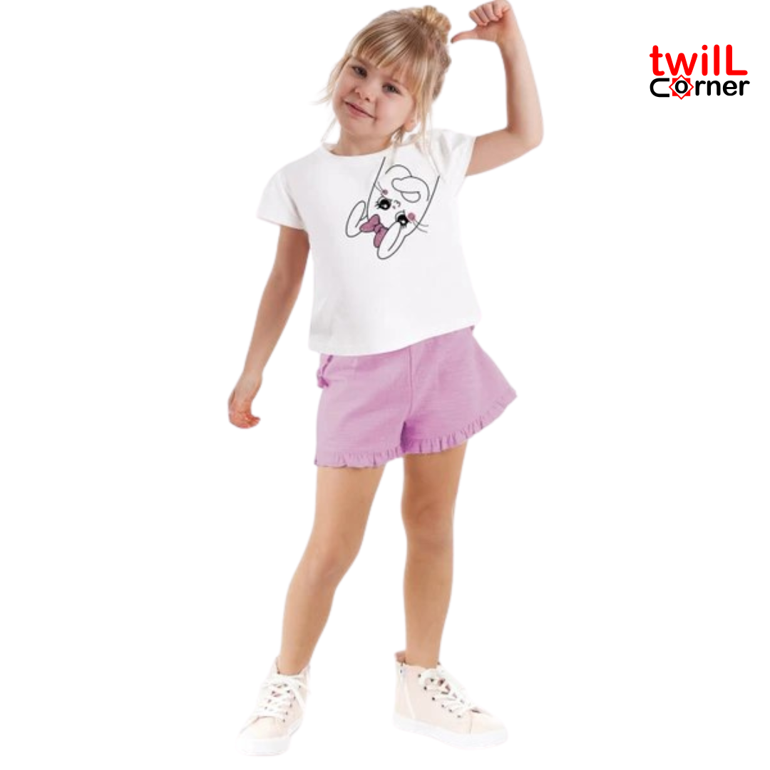 [1-7 years] Denokids Ribbon Rabbit Girls T-Shirt Shorts Set