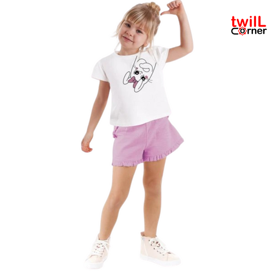 Denokids Ribbon Rabbit Girls T-Shirt Shorts Set