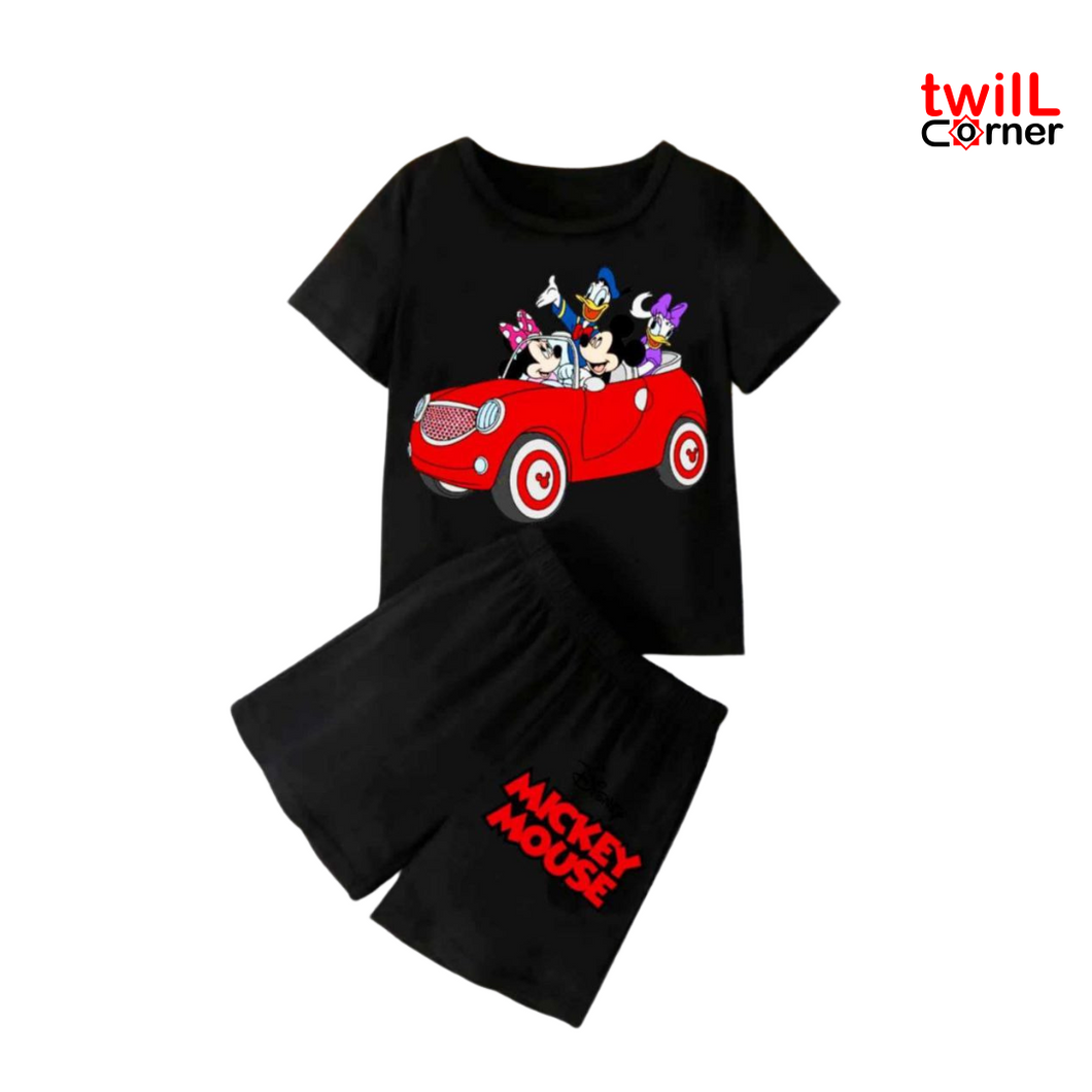 Black Premium Car Print T-shirt set