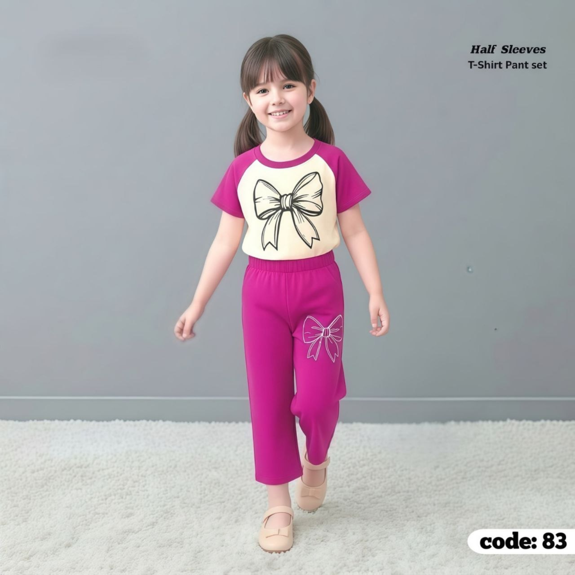 (3Y–12Y ) Code-84 Girls Soft Printed Top & Pants Set