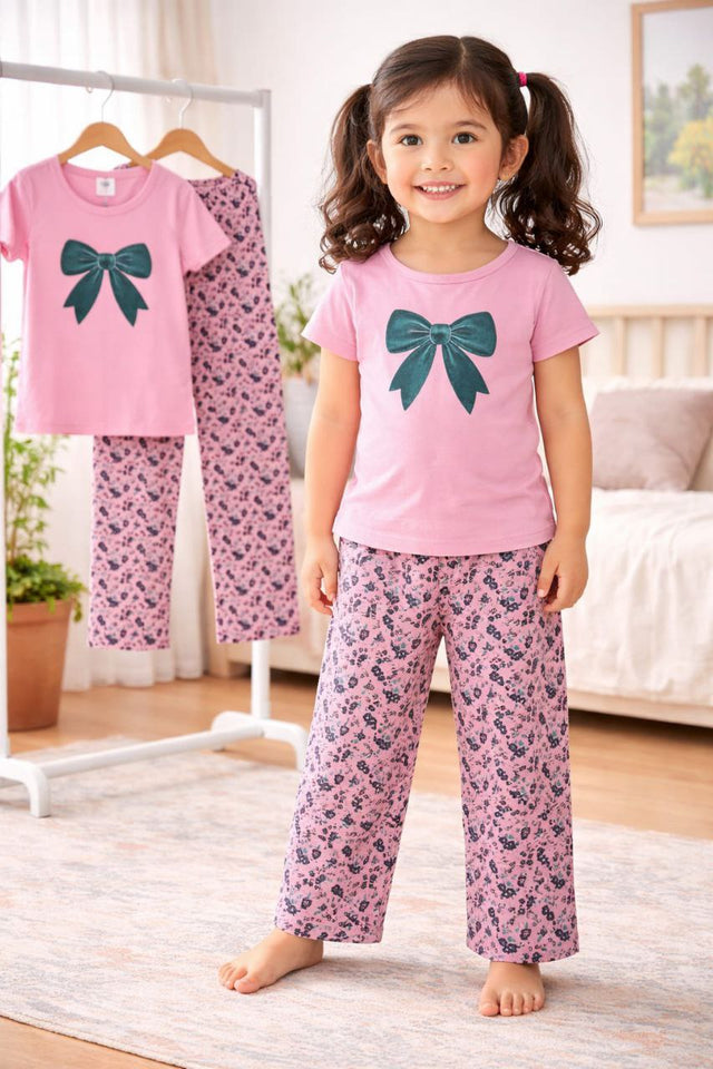 (3Y–12Y ) A-21 Girls Soft Printed Top & Pants Set