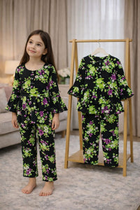(1Y–10Y ) A-20 Girls Soft Printed Top & Pants Set