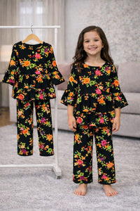 (1Y–10Y ) A-19 Girls Soft Printed Top & Pants Set