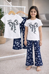 (3Y–12Y ) A-17 Girls Soft Printed Top & Pants Set
