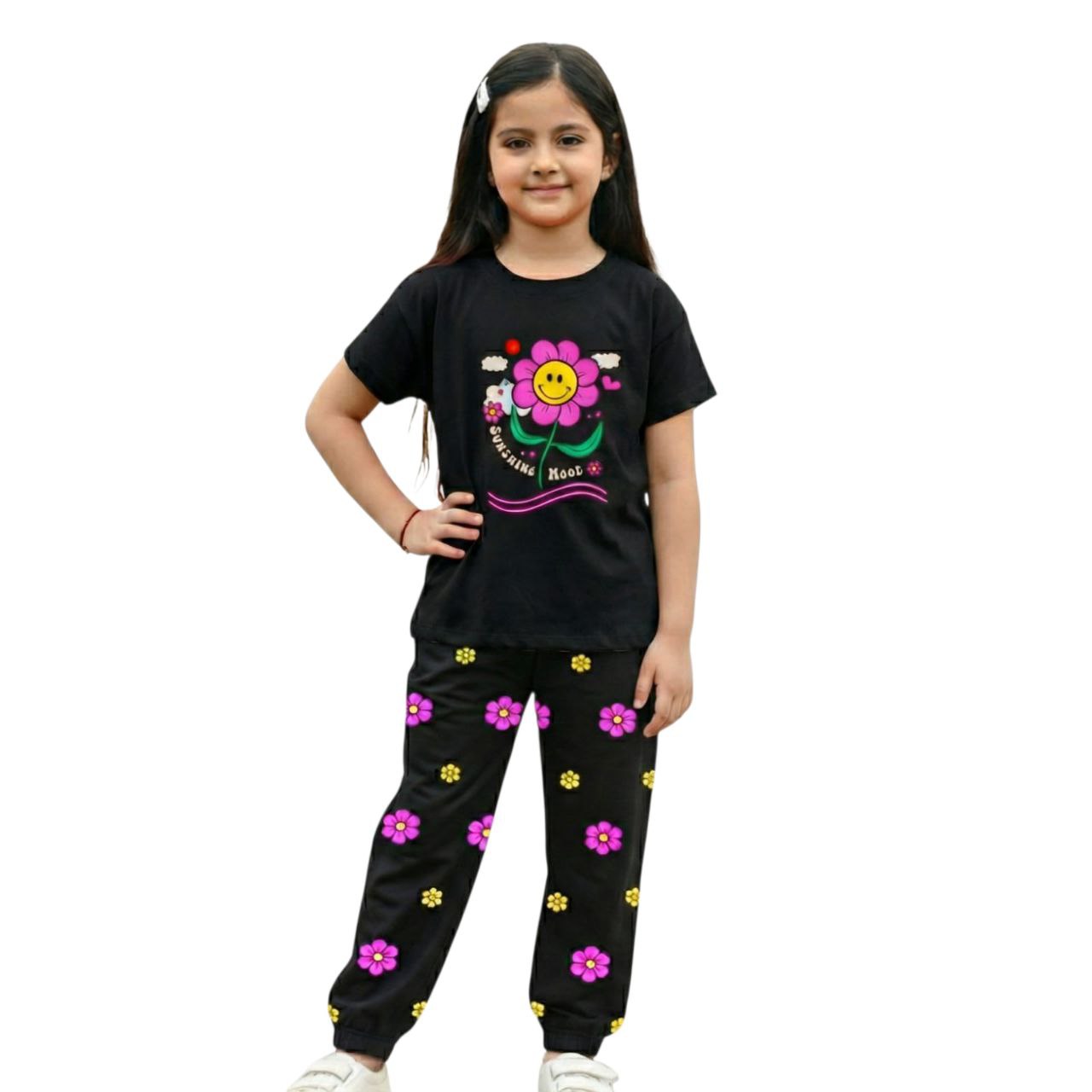 (3Y–12Y ) Code-21 Girls Soft Printed Top & Pants Set