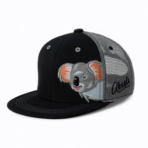 Koala Adventure Kids’ Cap – Stylish Black & Grey Mesh Design
