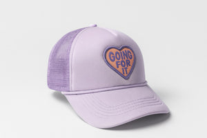Lavender Love Kids’ Cap – “Going For It” Heart Patch Design