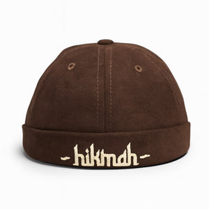 ( Men’s ) Brown Suede Docker Cap with Embroidered Detail