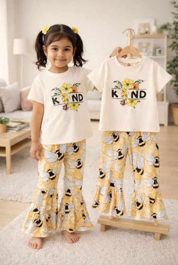 (3Y–12Y ) Girls Soft Printed Top & Pants Set-A