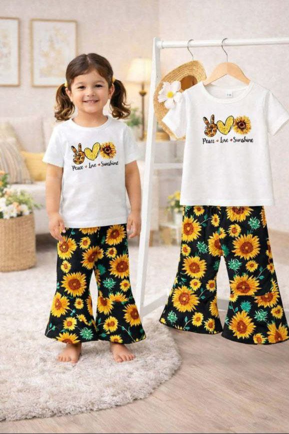 (3Y–12Y ) Girls Soft Printed Top & Pants Set-A