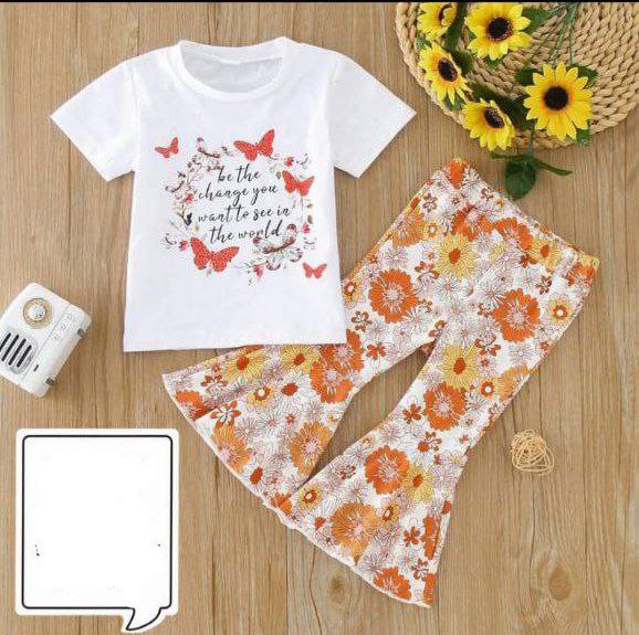 (3Y–6Y ) Girls Soft Printed Top & Pants Set-A