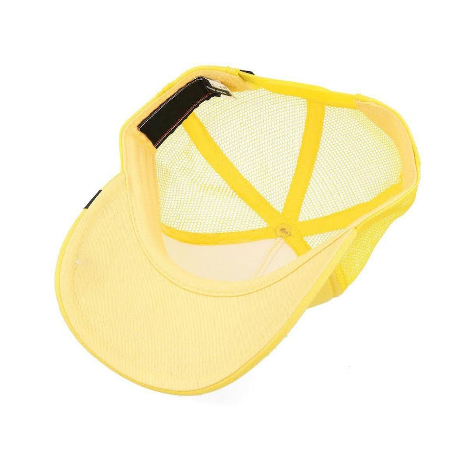 Sunny Kid Goat Embroidered Yellow Mesh Cap – Snapback for Ages 5–18