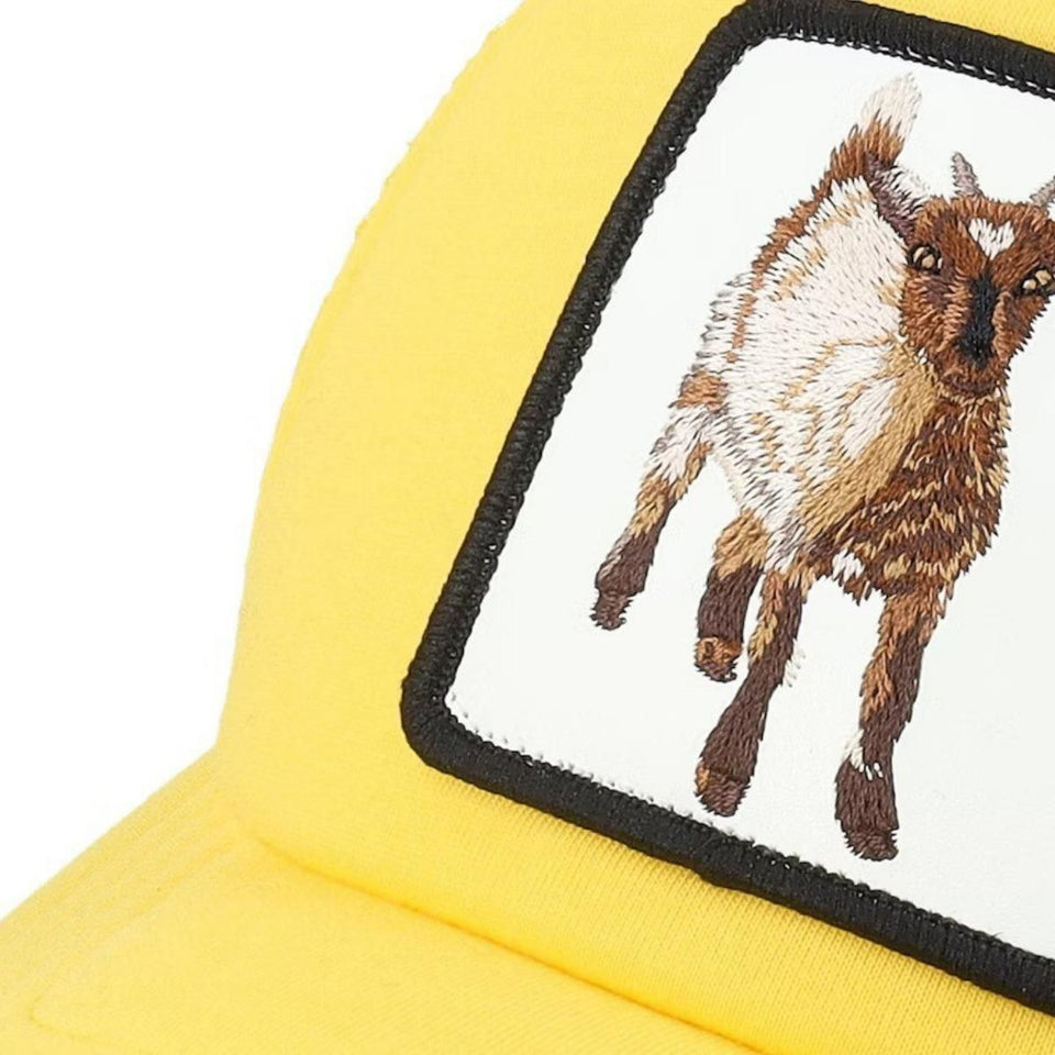 Sunny Kid Goat Embroidered Yellow Mesh Cap – Snapback for Ages 5–18