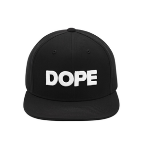 Men’s Black Snapback Cap – Bold “DOPE” Embroidery