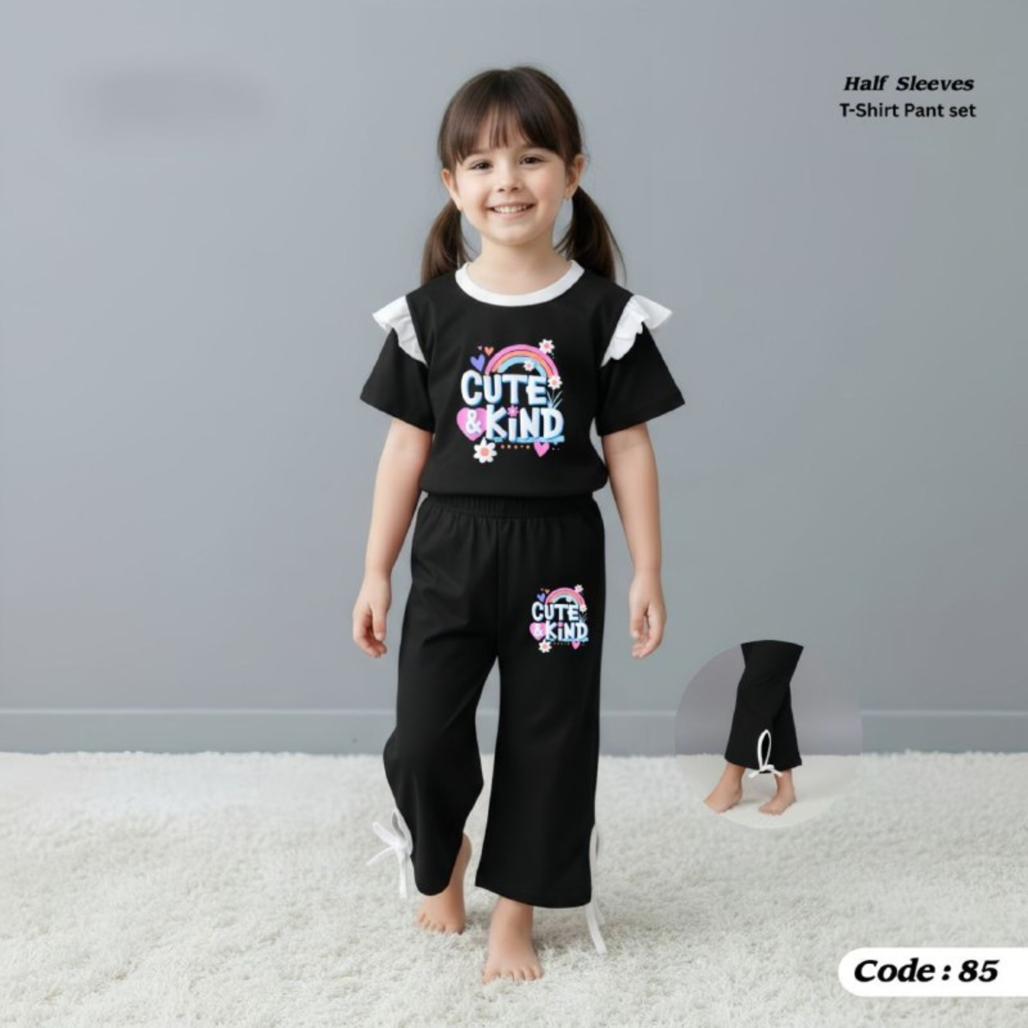 (3Y–12Y ) Code-85 Girls Soft Printed Top & Pants Set
