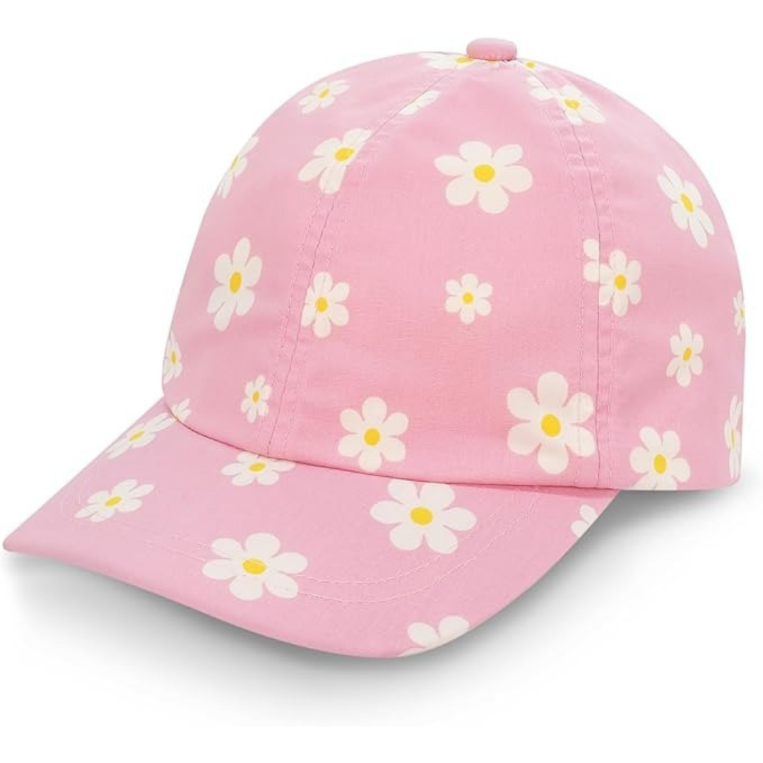 (5Y to 18 Years) Twill Corner Pink Daisy Kids Cap – Floral Print Summer Essential