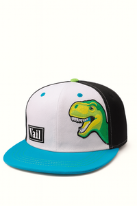 (5Y–18 Years) Dino Vibe Kids’ Cap – Bold White, Black & Blue Snapback