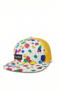 (5Y–18 Years) Colorful Building Block Print Snapback Cap – Fun & Trendy