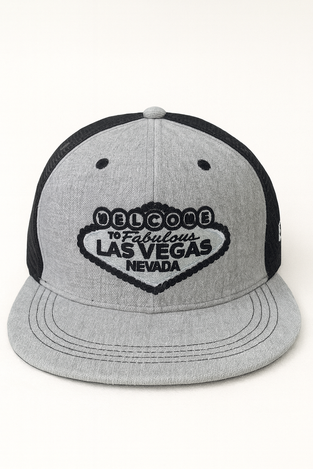 (5Y–18 Years) Las Vegas Welcome Snapback Cap – Classic Grey & Black Style