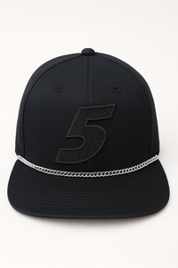(5Y–18 Years) Black Number 5 Chain Snapback Cap – Bold Streetwear Style