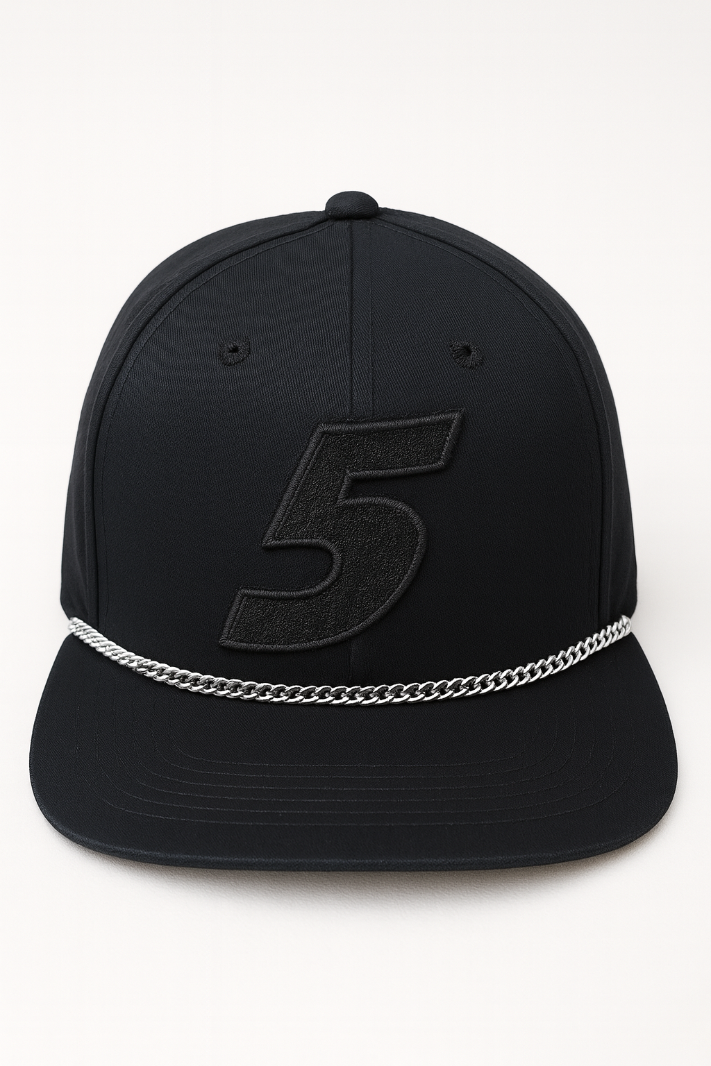 (5Y–18 Years) Black Number 5 Chain Snapback Cap – Bold Streetwear Style