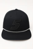 (5Y–18 Years) Black Number 5 Chain Snapback Cap – Bold Streetwear Style