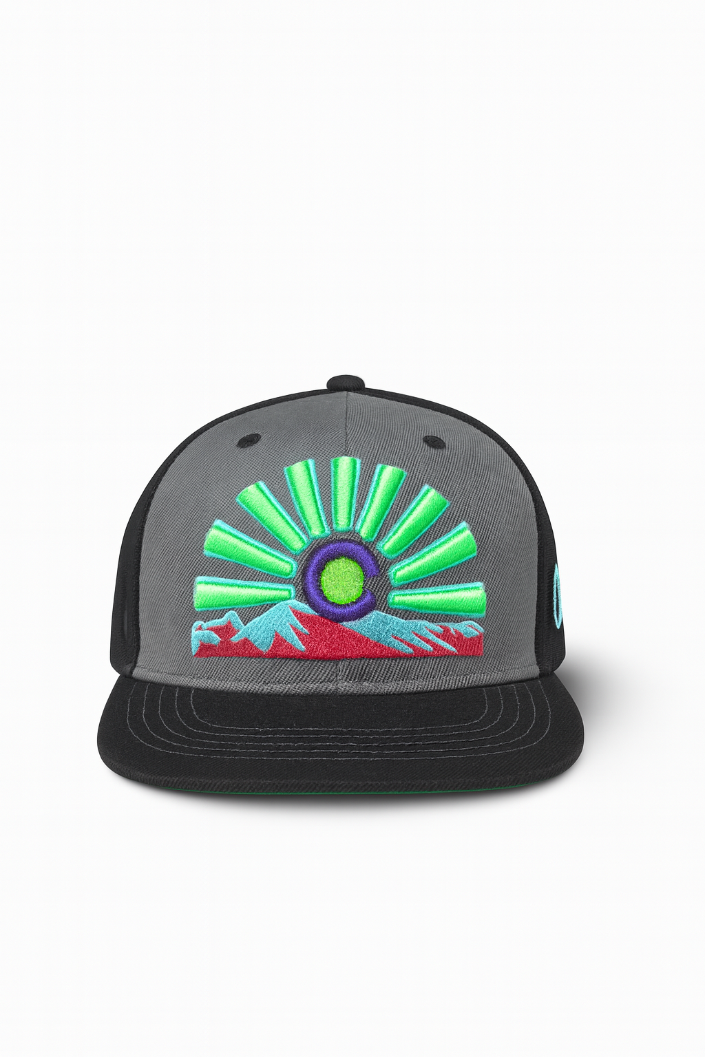 Neon Horizon Snapback Cap – Grey & Black Adventure Style