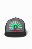 Neon Horizon Snapback Cap – Grey & Black Adventure Style