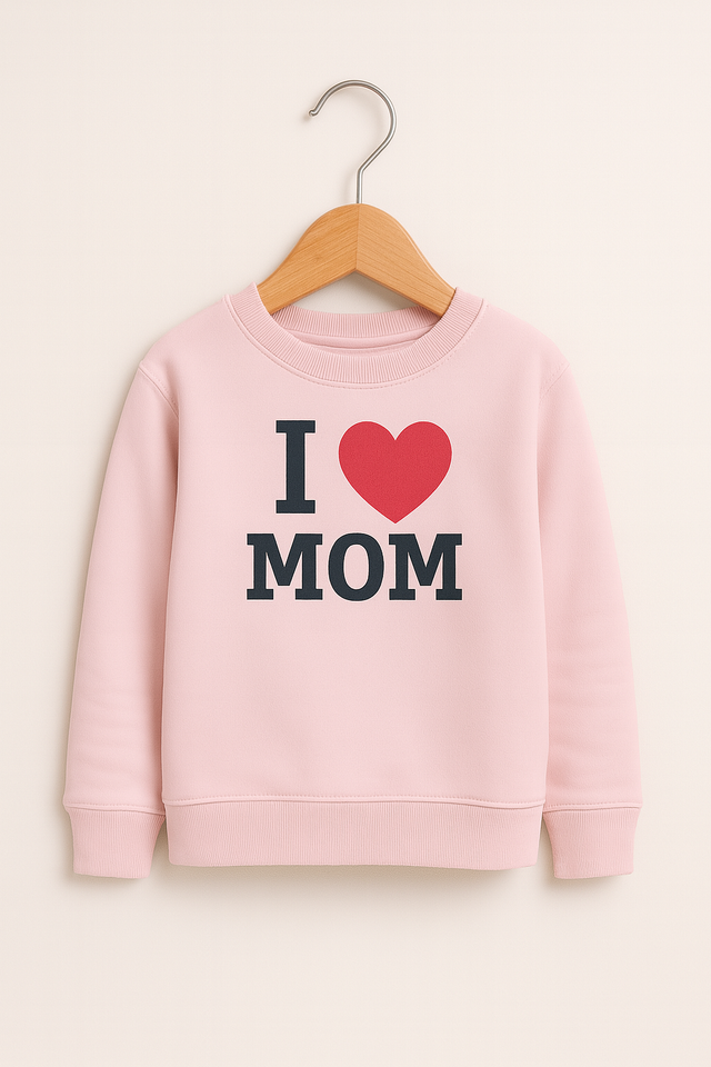 (1Y–5Y ) Kids “I ❤️ Mom” Printed Sweatshirt – Soft Cotton Winter Wear