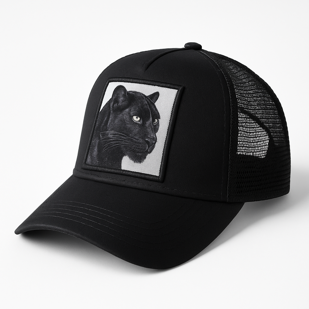 Men’s Black Panther Embroidered Mesh Trucker Cap – Ultra Sleek Edition