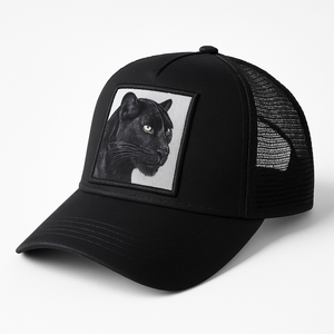Men’s Black Panther Embroidered Mesh Trucker Cap – Ultra Sleek Edition