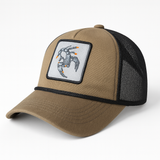 Men’s Scorpion Patch Trucker Cap – Khaki & Black Mesh Edition