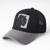 Men’s Black Panther Patch Trucker Cap – Black & Grey Edition