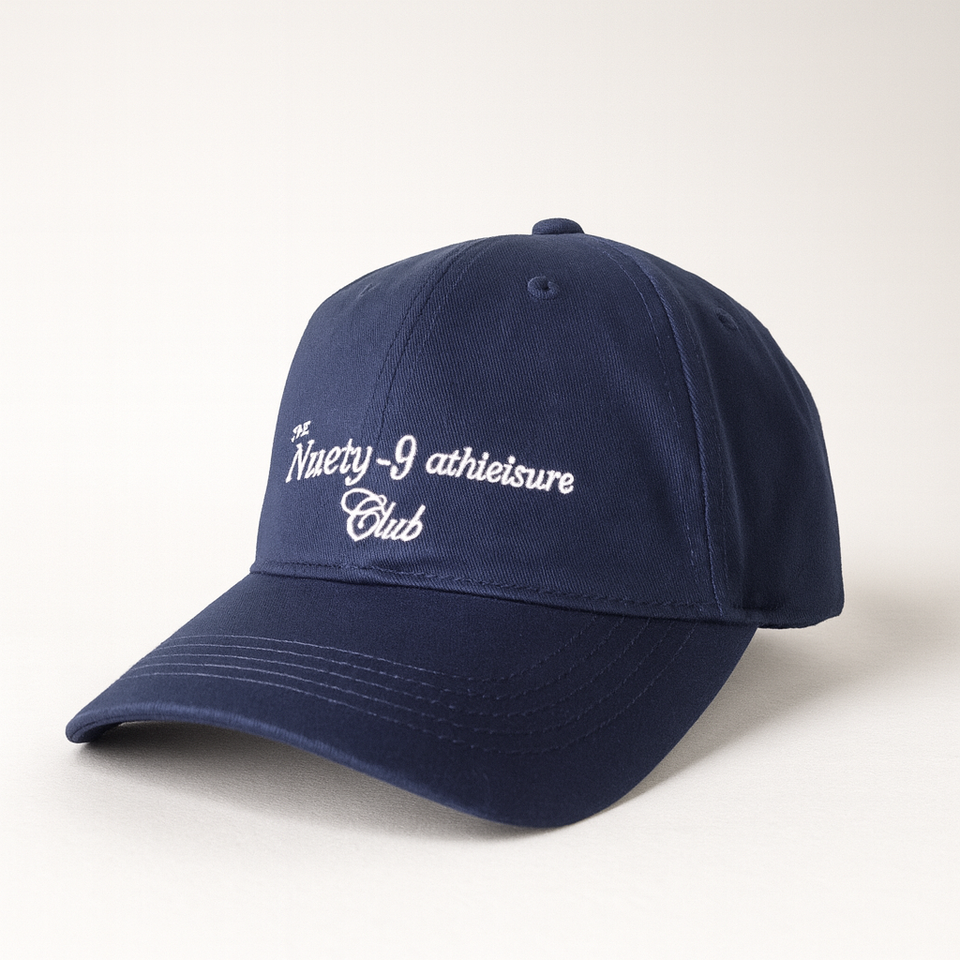 Men’s Navy “Ninety-9 Athleisure Club” Embroidered Baseball Cap