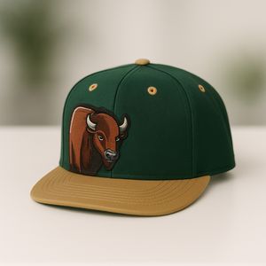 Bison Patch Baby Cap – Twill Corner | Green & Tan Trucker Snapback Hat for Kids