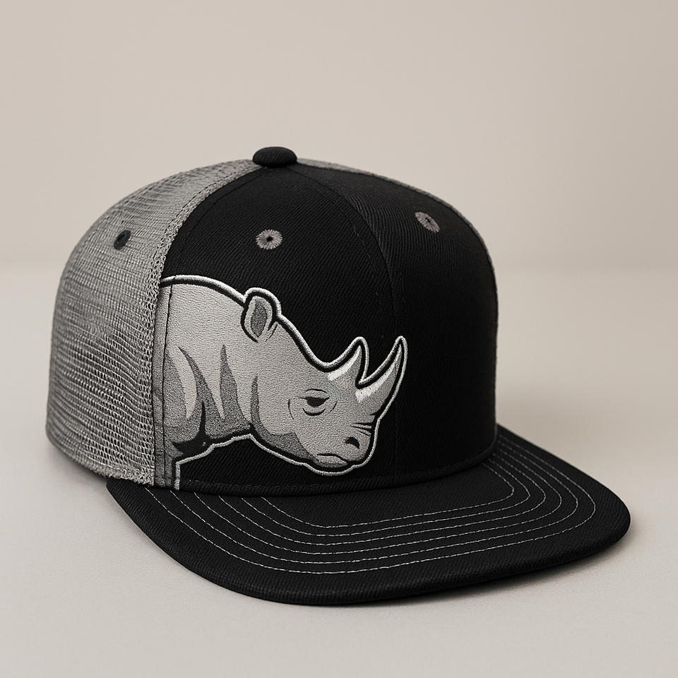Rhino Force” Black & Grey Trucker Cap for Kids By Twill Corner
