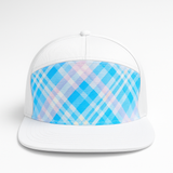 Fresh Plaid Snapback Cap – White & Blue Checkered Edition