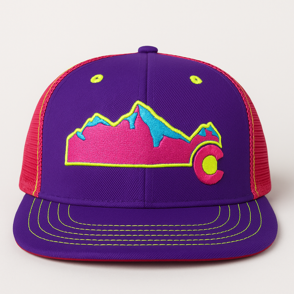 Neon Peaks Purple Snapback Cap – Colorado-Inspired Kids Edition