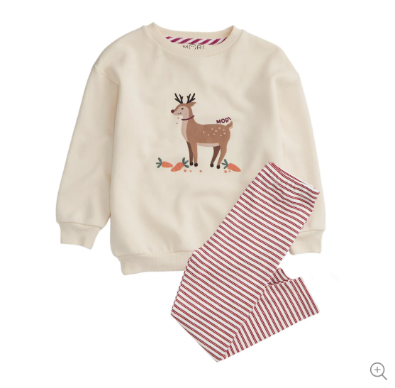 (0 Month to 3 Years) Twill Corner Baby Winter Deer Sweat Set