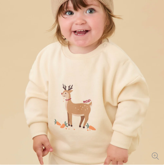 (0 Month to 3 Years) Twill Corner Baby Winter Deer Sweat Set