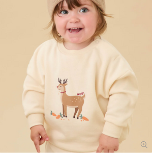 (0 Month to 3 Years) Twill Corner Baby Winter Deer Sweat Set